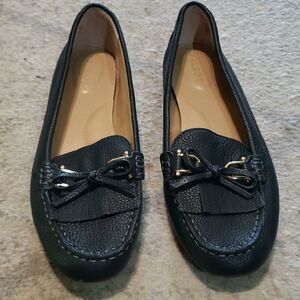 Talbots Blue Driving Moccasin-Style Flats with Bow Detail Sz 9 LIKE NEW!